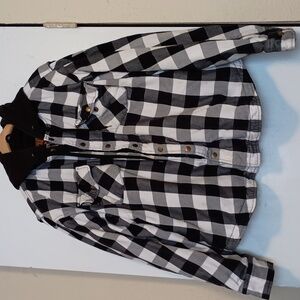 Milwaukee Leather biker jacket, men's flannel hooded, size 3x